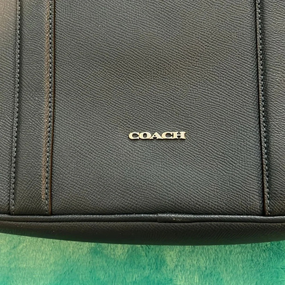Coach briefcase EUC dark blue with silver hardware with long shoulder strap - Picture 2 of 10
